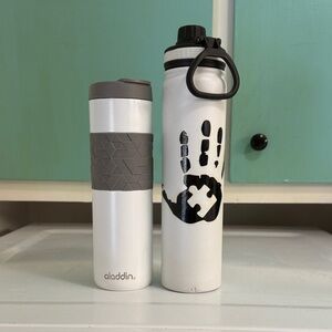 Bundle of White Insulated Water Bottle & Travel Tumbler